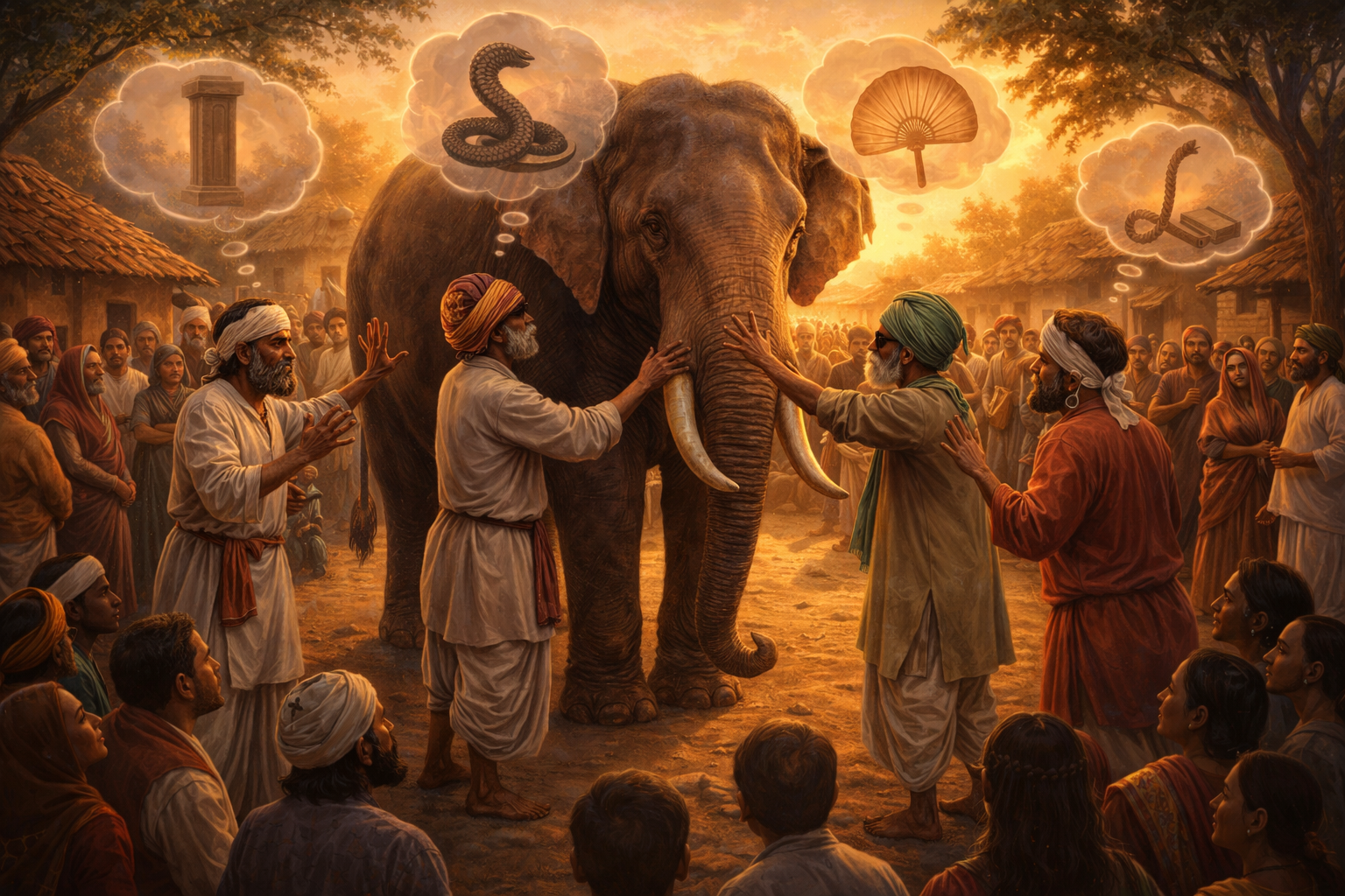 धर्म का अर्थ Elephant and four blind man