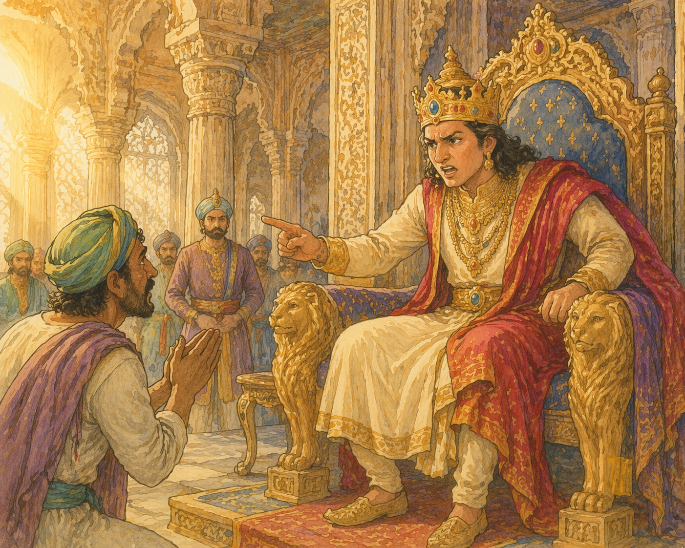 royal confrontation in the throne room