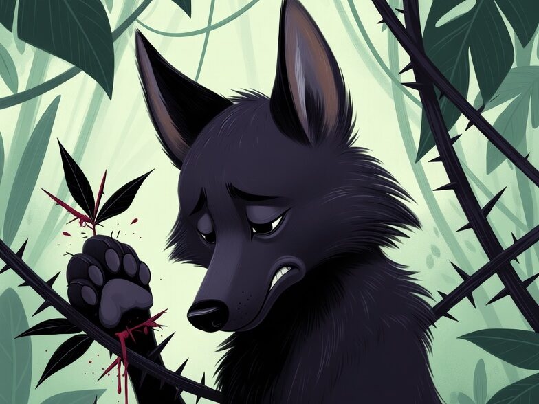 wolf wounded by thron