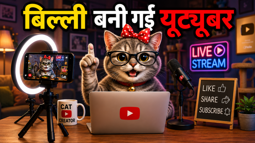 Billi ban gai youtuber _ Cat became a youtuber Hindi poem for kids