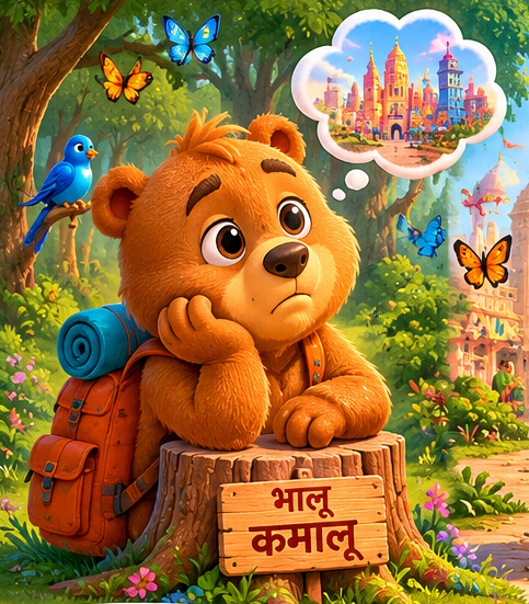 rapido me ghuma jab bhalu_hindi poem for kids
