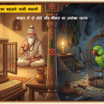 Two identical green parrots in completely different environments showing the effect of good and bad company from Sangat Ka Phal story
