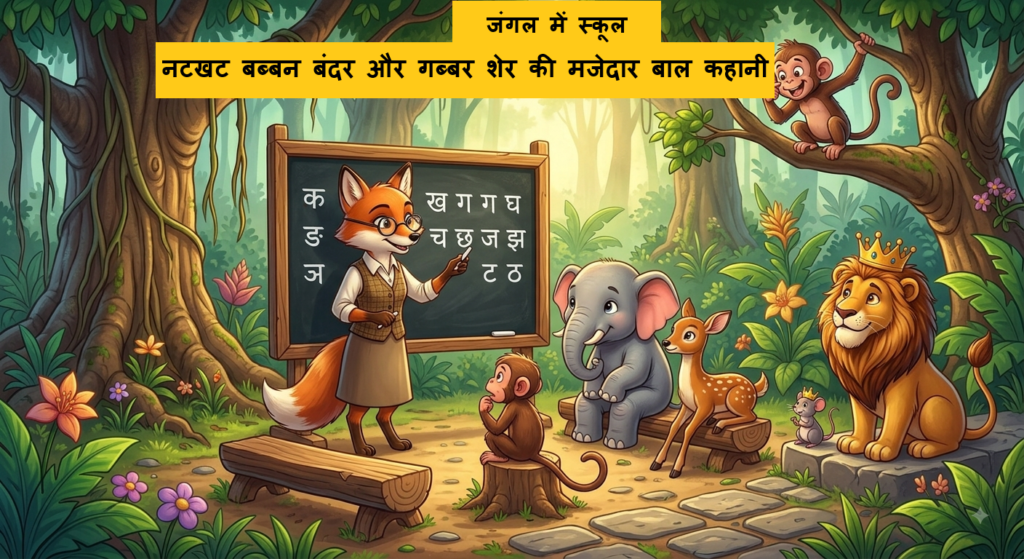 जंगल में स्कूल और बब्बन बंदर की कहानी - Jangal Mein School Hindi Story