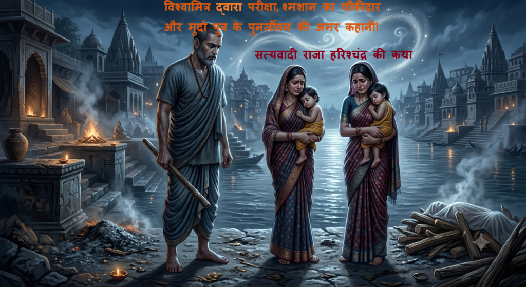 गंगा किनारे श्मशान घाट पर सत्यवादी राजा हरिश्चंद्र और रानी शैव्या - Satyawadi Harishchandra Ki Kahani.