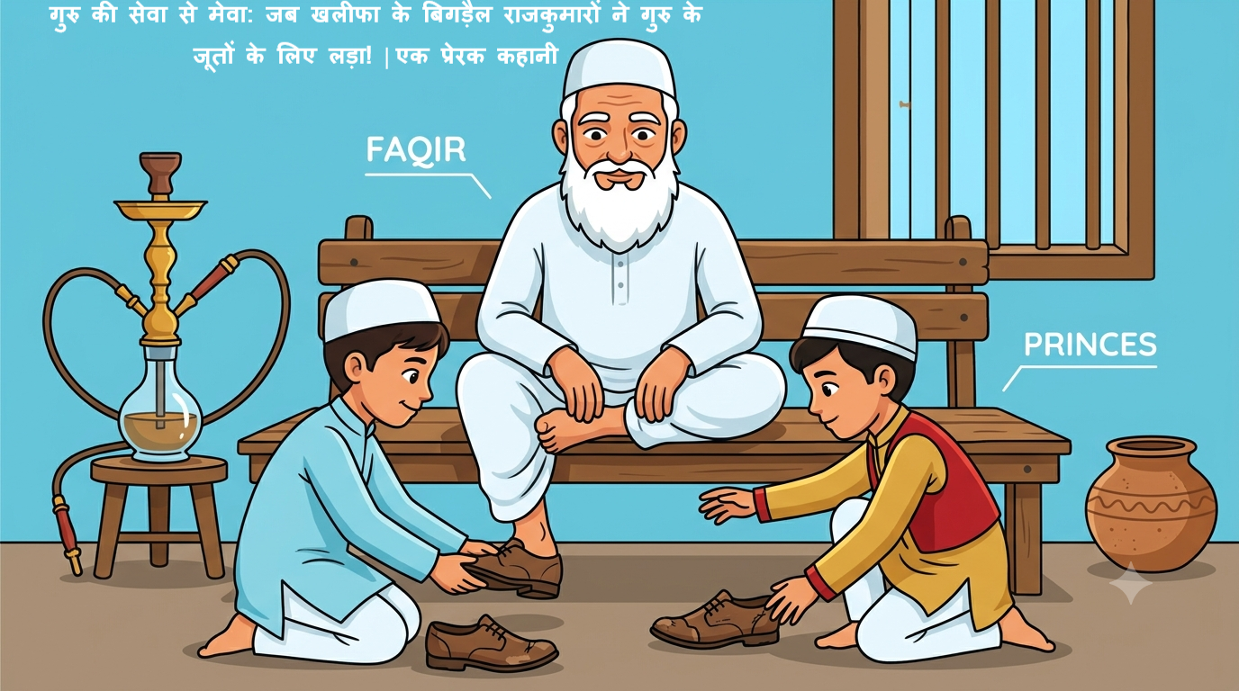 गुरु की सेवा से मेवा : जब खलीफा के बिगड़ैल राजकुमारों ने गुरु के जूतों के लिए लड़ा! | एक प्रेरक कहानी (guru ki seva se meva kahani )