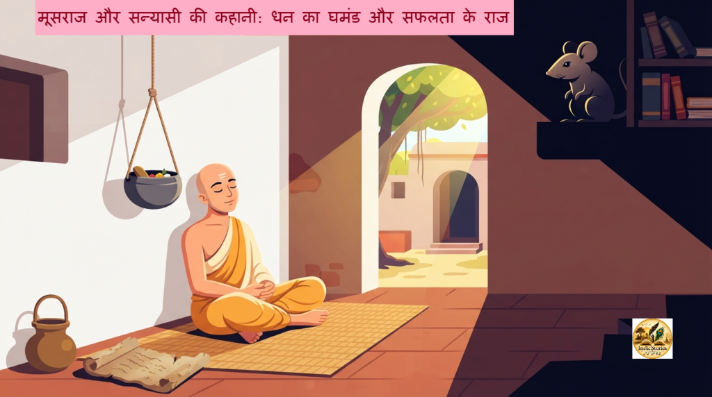मूसकराज और सन्यासी पंचतंत्र कहानी का दृश्य