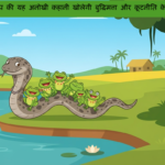 मेंढक और सांप की पंचतंत्र कहानी का दृश्य