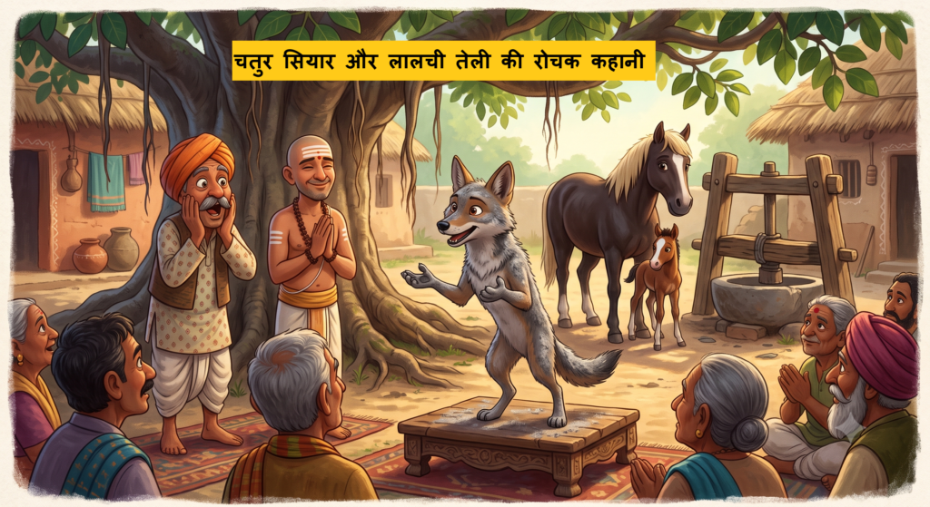 सियार भाई का न्याय - चतुर सियार, पंडित जी और बछेड़े की कहानी की फीचर्ड इमेज